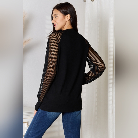 Double Take Designer Black Round Neck Raglan Sleeve Blouse. Various Sizes NWT - Picture 4 of 9